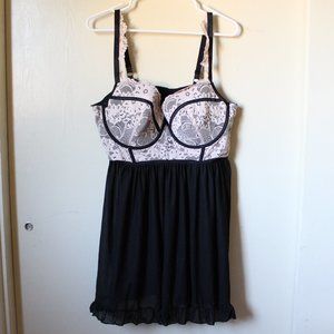 TORRID BLACK CREAM LACE BABYDOLL LINGERIE NIGHTY